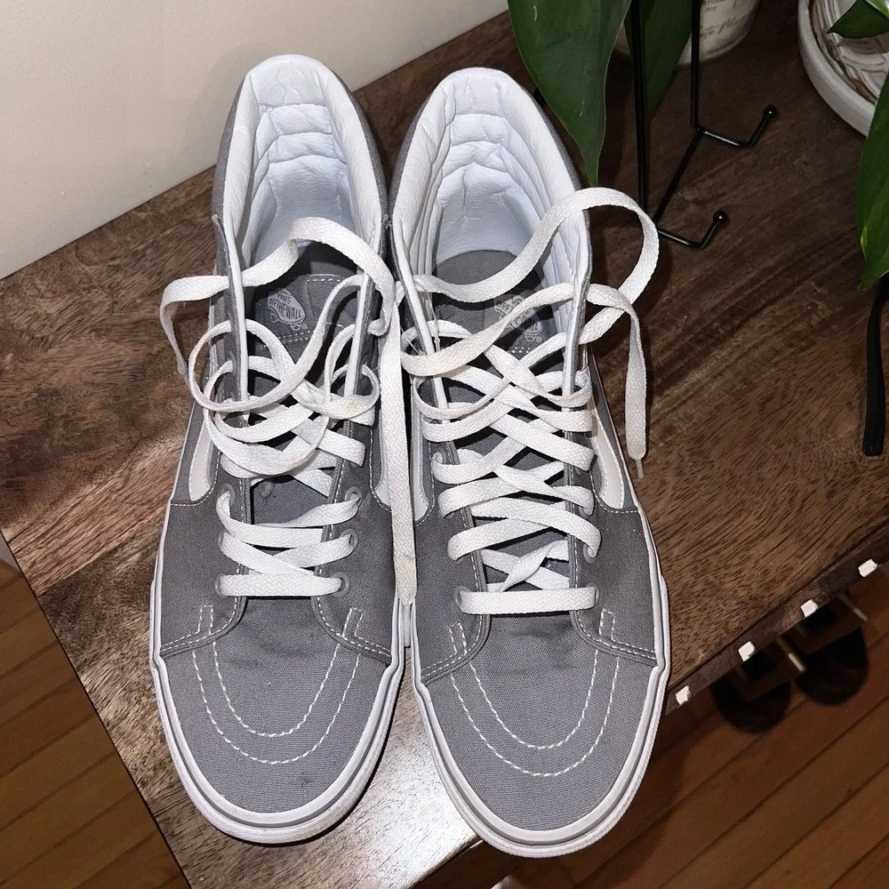 Vans Gray and White Sk8-Hi High-Top Sneakers